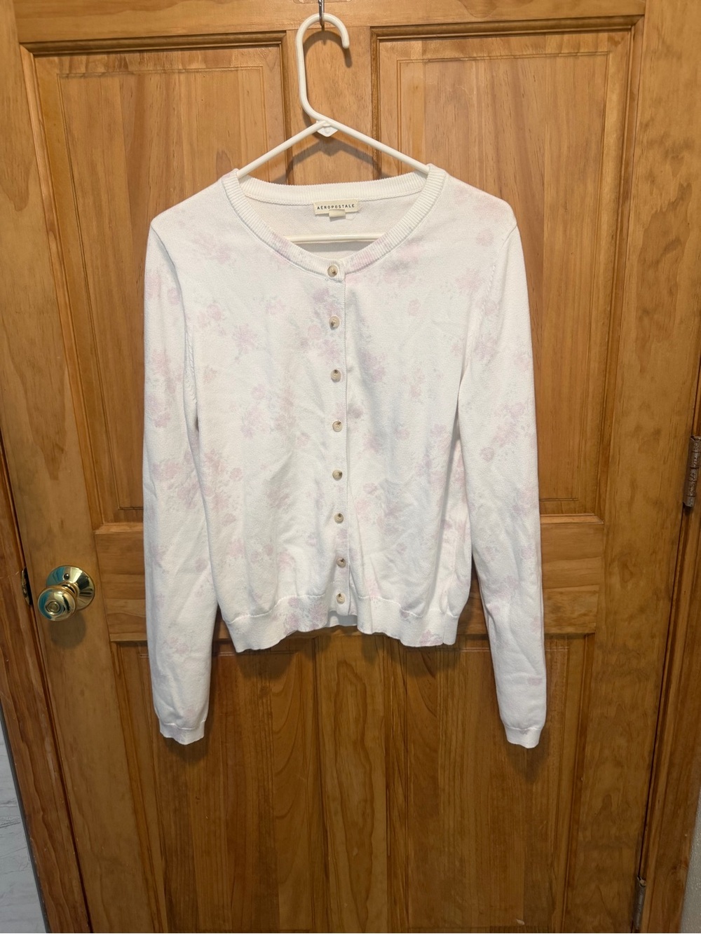 Aeropostale XL Pastel Floral Button Front Cardigan Sweater Pink Blue